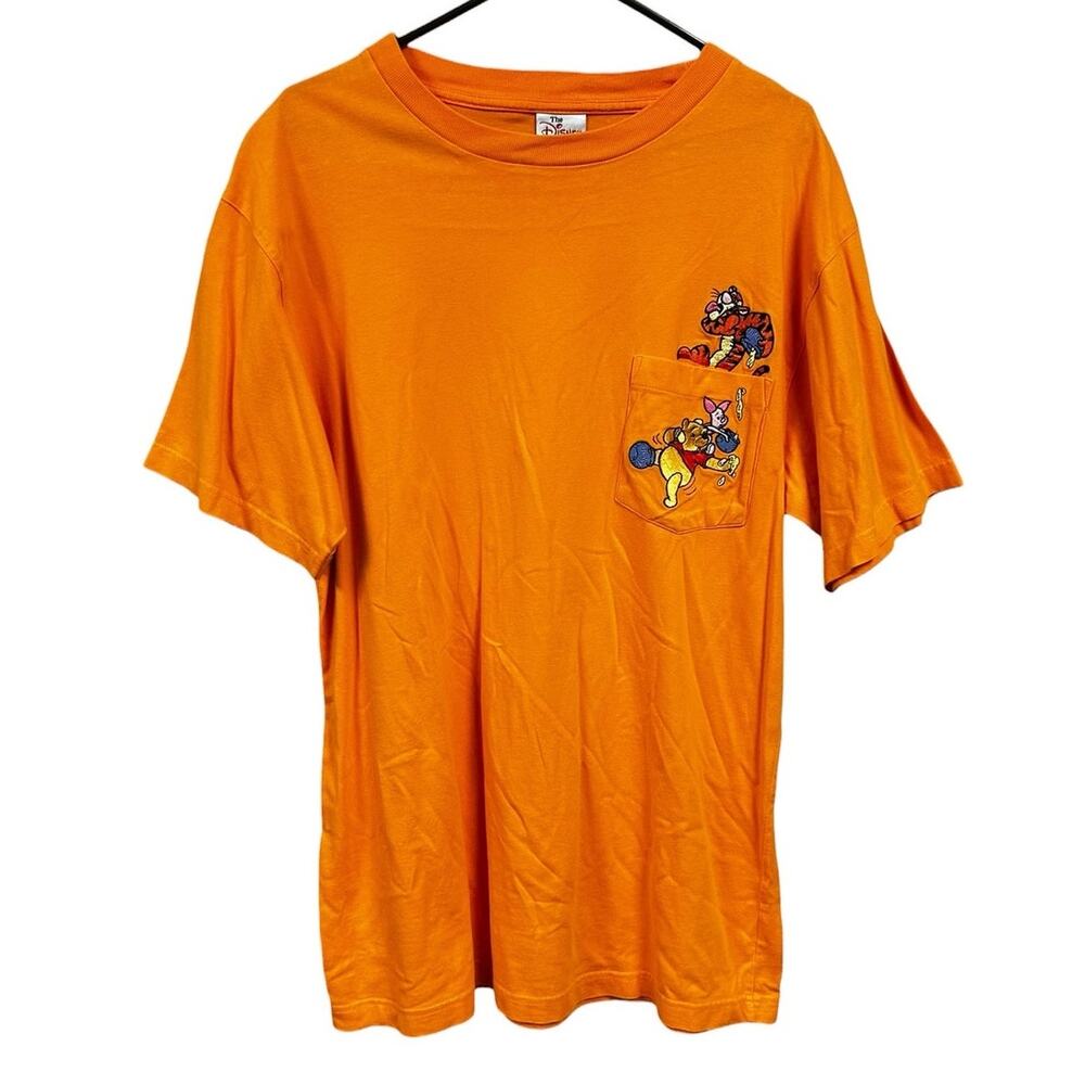 Vintage 90s The Disney Store Orange Winnie The Pooh Short Sleeve Tee Large
